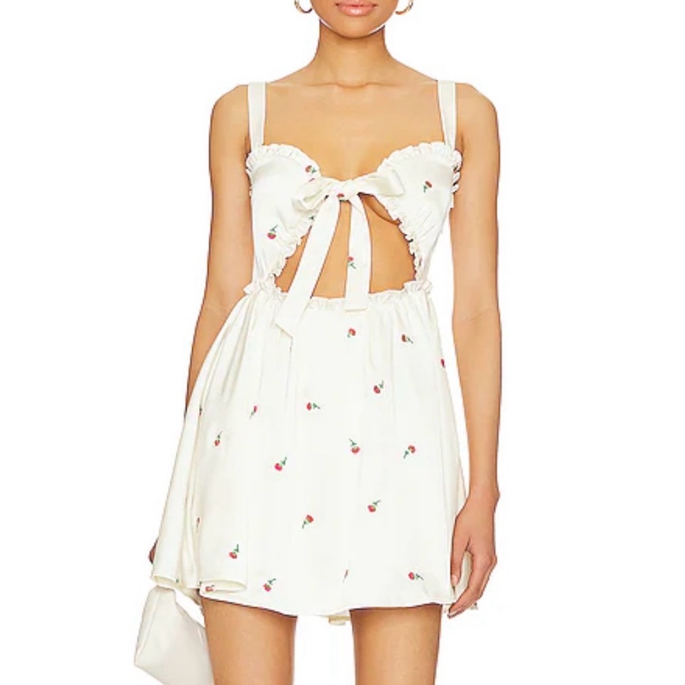 Majorelle Eden Mini Dress In Ivory and Pink Size S